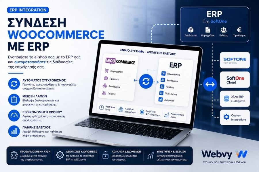 Σύνδεση WooCommerce με ERP και SoftOne για αυτοματοποίηση παραγγελιών, αποθεμάτων και δεδομένων σε e-shop